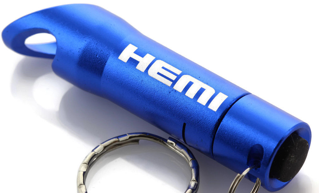 Blue Hemi Mini Flashlight LED Bottle Opener Key Chain - Click Image to Close